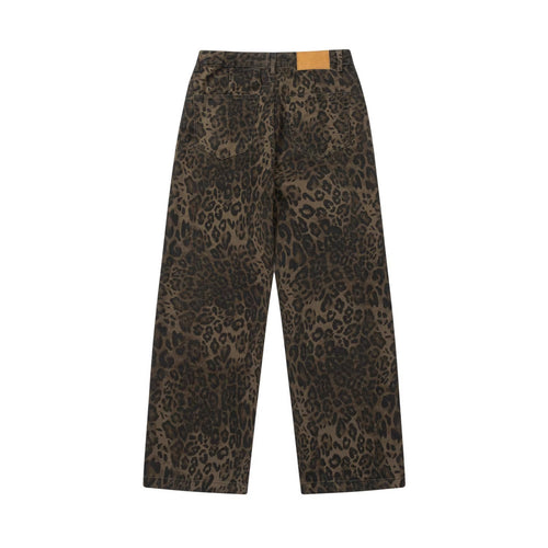 Leopard Print  Straight Leg Washed Casual Pants